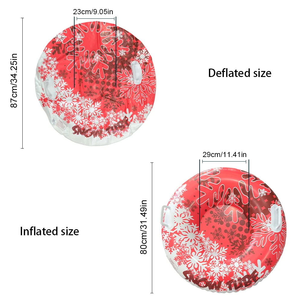 1 Piece Adult Inflatable Snow Tube, Thickened Heavy-Duty Sled with Handles, Winter Outdoor Sports Equipment for Family Activities