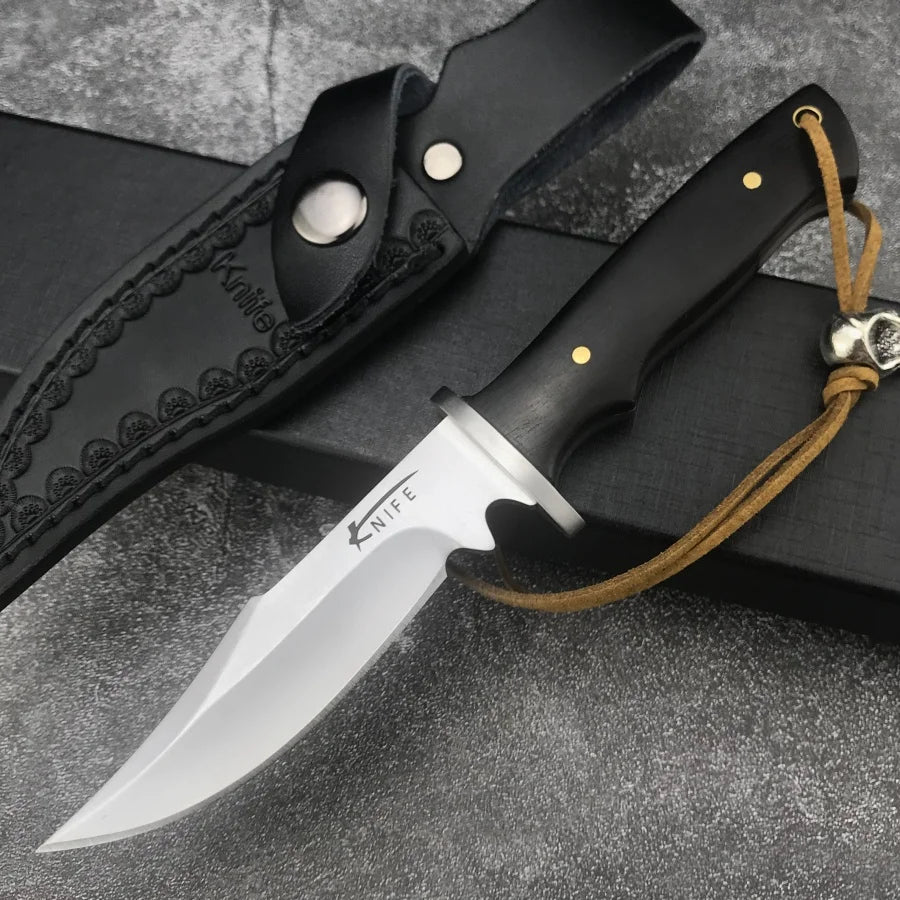 High-hardness Straight Knife Treated with Durable 7CR13MOV Steel Essential Tool Outdoor Camping Hiking Adventure Survival Knife