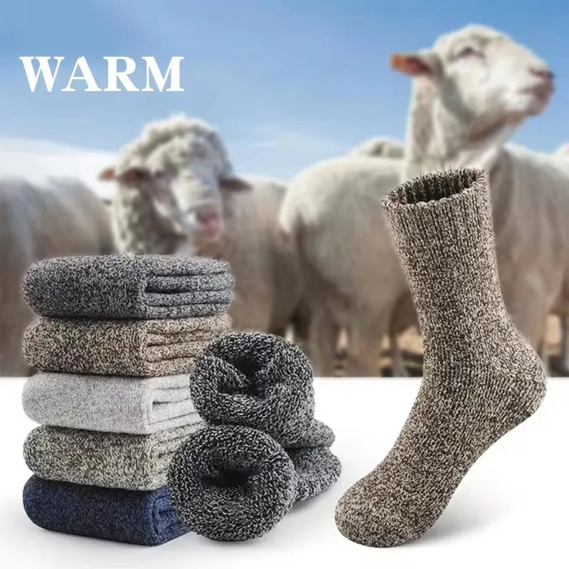 3 Pairs Winter Warm Thick Towel bottom Man Socks Wool Male Socks Slipper Socks Merino Wool Socks Against Cold Snow Socks 39-44*+