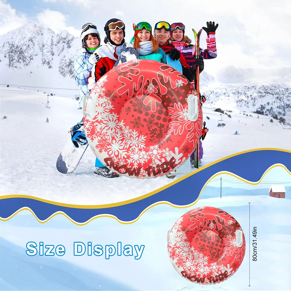 1 Piece Adult Inflatable Snow Tube, Thickened Heavy-Duty Sled with Handles, Winter Outdoor Sports Equipment for Family Activities