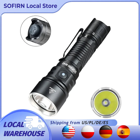 Sofirn SK40 SFT70 LED 3200lm Tactical Flashlight 21700 Rechargeable Powerful Torch 580M Long-Range With Spotlight