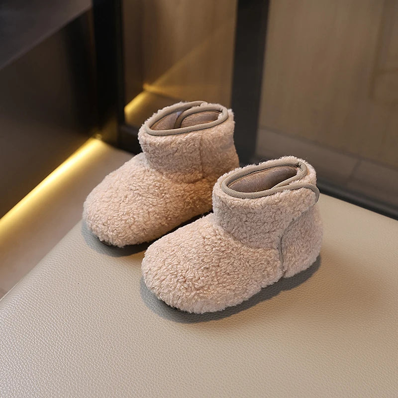 New Children's Winter Boots for Girl Warm Simple Furry Hairy Toddlers Fashion Plush Boots Short Outdoor Kids Ankle Boots Soft