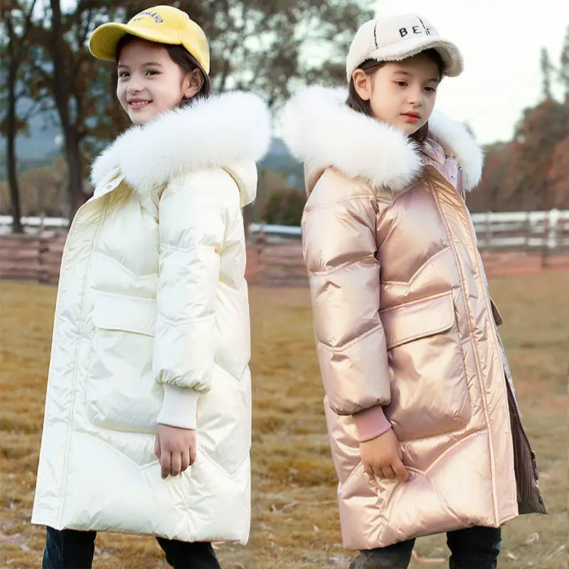 Winter Jacket for Girls Coat Teen Kids Parka Snowsuit Fashion Bright Waterproof Outerwear Children's Clothing 6 8 10 12 14 Years