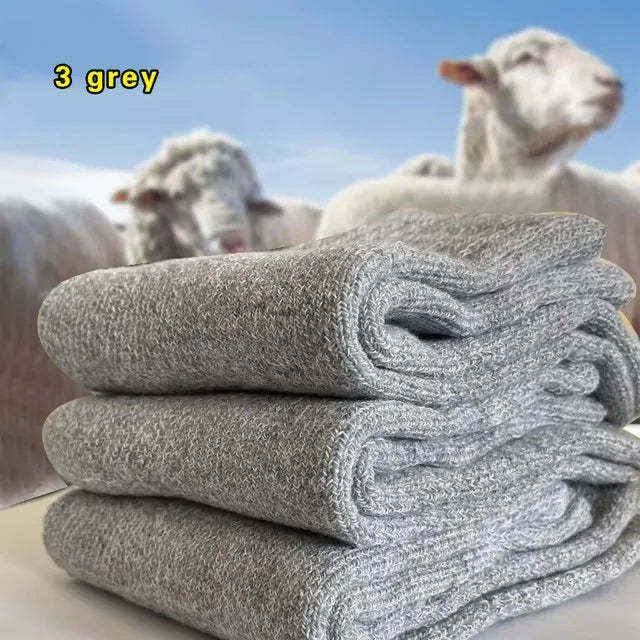 3 Pairs Winter Warm Thick Towel bottom Man Socks Wool Male Socks Slipper Socks Merino Wool Socks Against Cold Snow Socks 39-44*+