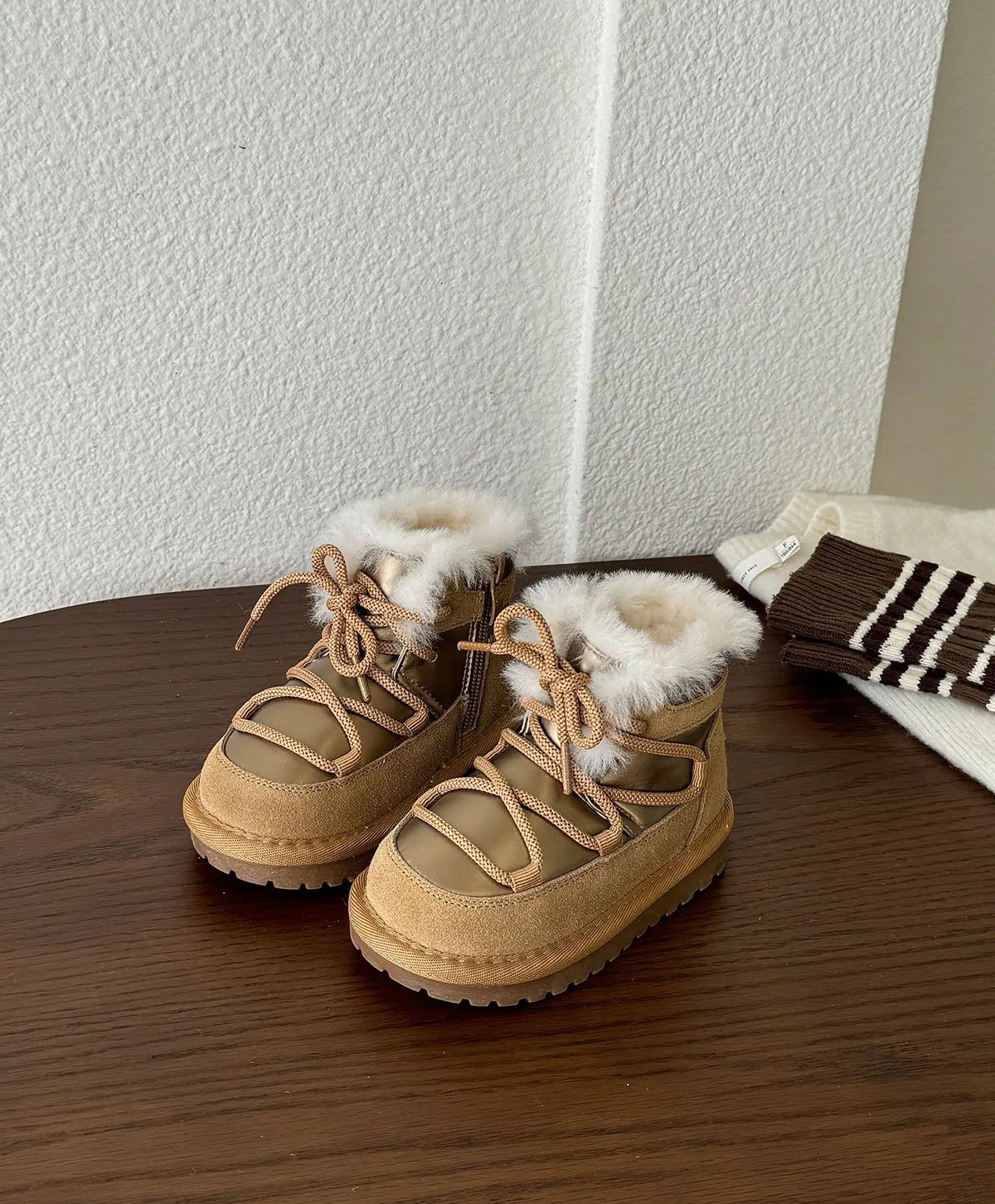 Winter Children Warm Wool Snow Boots Boys Waterproof Proof Short Boots Girls High-top Leather Boots Baby Winter Shoes Warm -20℃