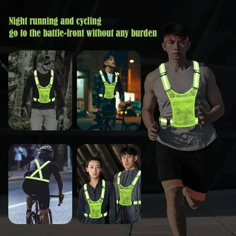 Reflective safety vest Lightweight adjustable elastic vest jacket High-visibility reflective strips，Used for traffic control、Run