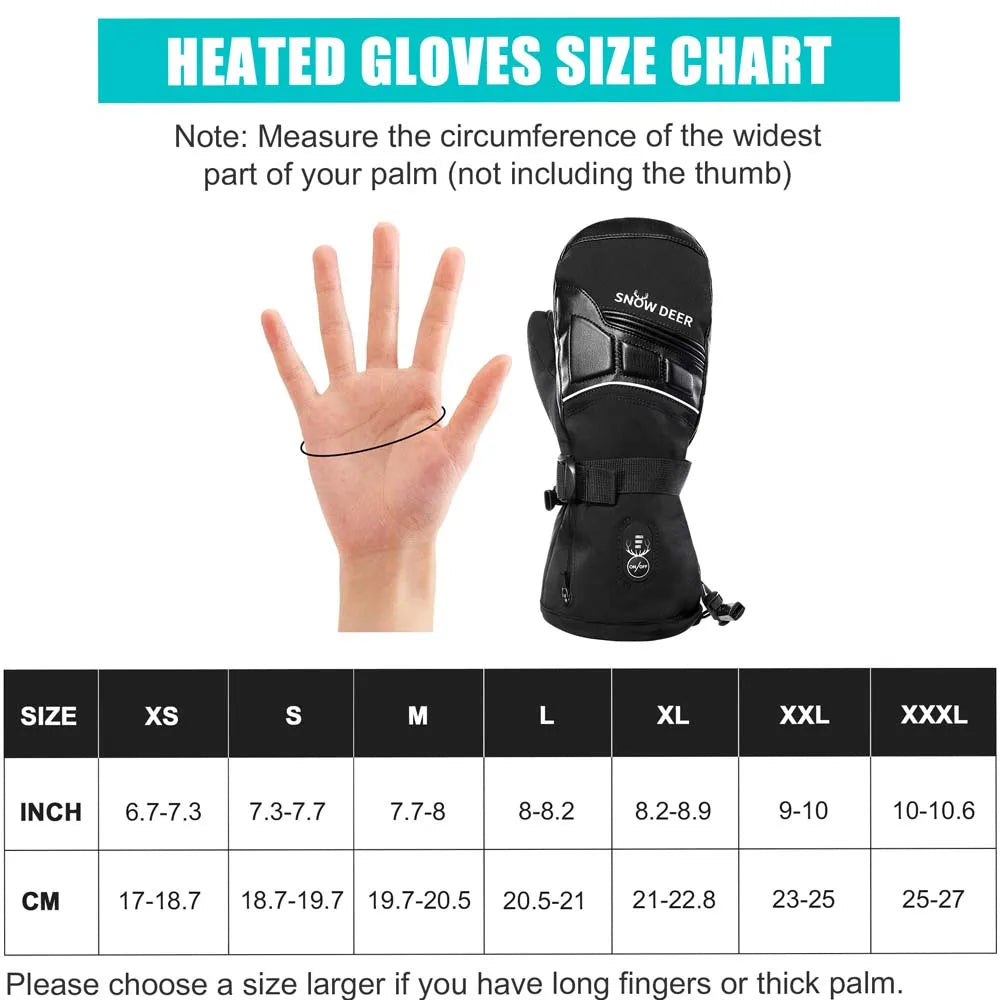 Moto Snowboard Rechargeable Electric Heated Skiing Gloves Leather Heating Gloves With Battery Winter Mittens For Women Men 2022