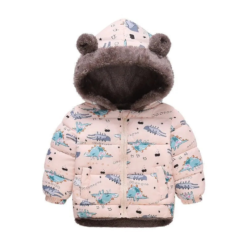 Winter Kids Thick Jacket Boys Girls Cotton-Padded Cashmere Hooded Coat Chilren Fleece Warm Outerwear Clothing for 2 3 4 5 6Years