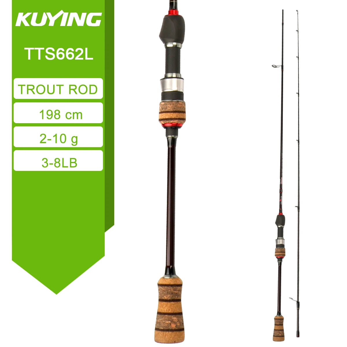 KUYING TETON L UL SUL 5'2" 6' 6'3" 6'4"6'2" 6'6" Fishing Rod Lure Cane Spinning Casting FUJI Carbon 1-4g 0.8-3g 2-10g M-Fast bfs