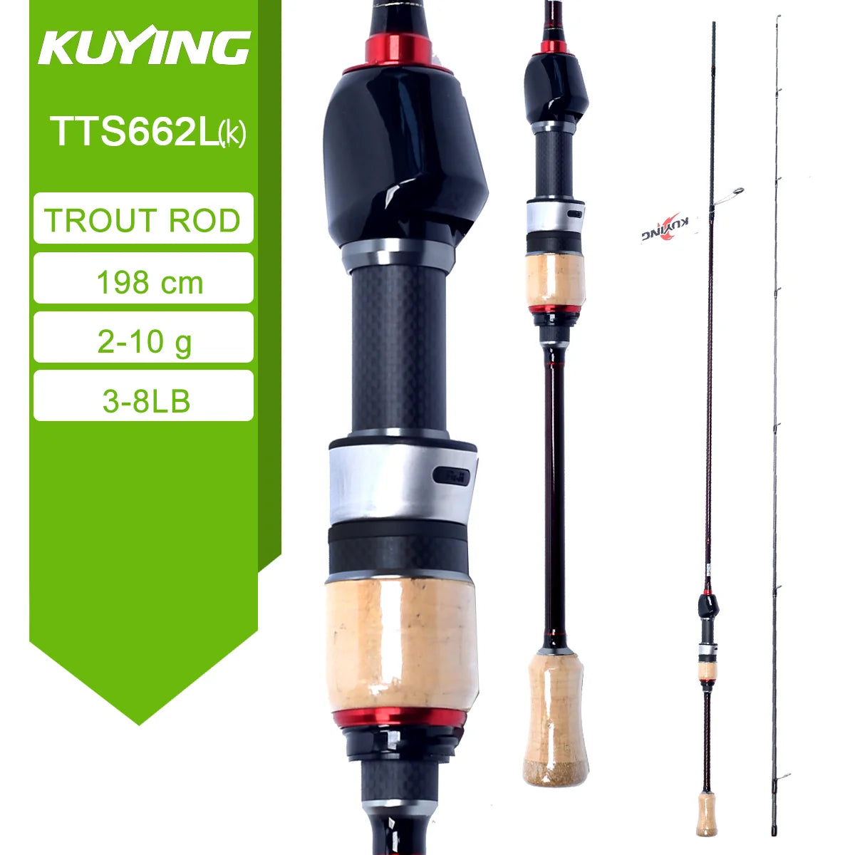KUYING TETON L UL SUL 5'2" 6' 6'3" 6'4"6'2" 6'6" Fishing Rod Lure Cane Spinning Casting FUJI Carbon 1-4g 0.8-3g 2-10g M-Fast bfs