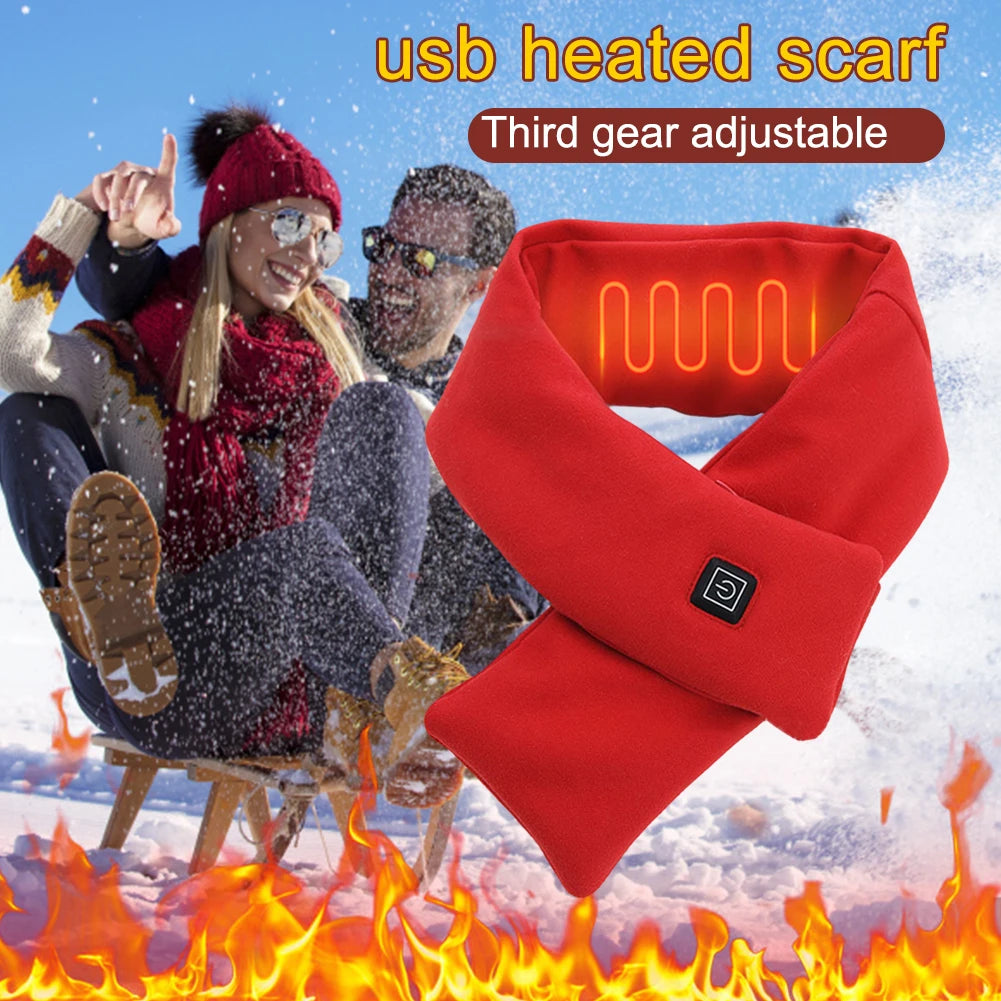 1/2pcs USB Women Men Heating Scarf Temperature Scarf 3 Gears Wrap Fleece Washable Electric Neck Warmer Not Inclound Battery for