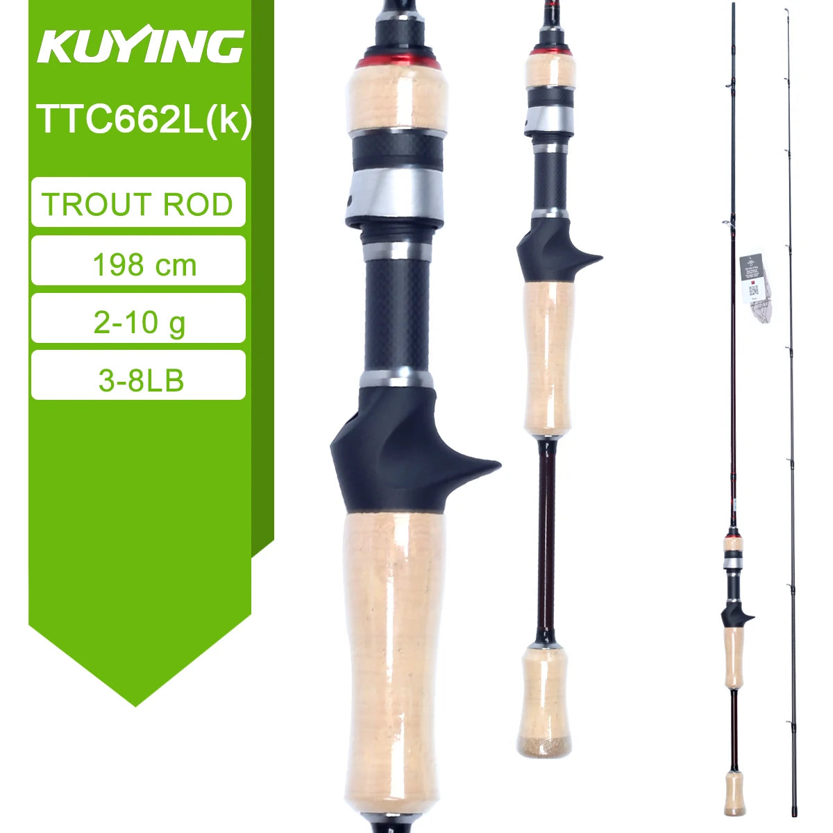 KUYING TETON L UL SUL 5'2" 6' 6'3" 6'4"6'2" 6'6" Fishing Rod Lure Cane Spinning Casting FUJI Carbon 1-4g 0.8-3g 2-10g M-Fast bfs