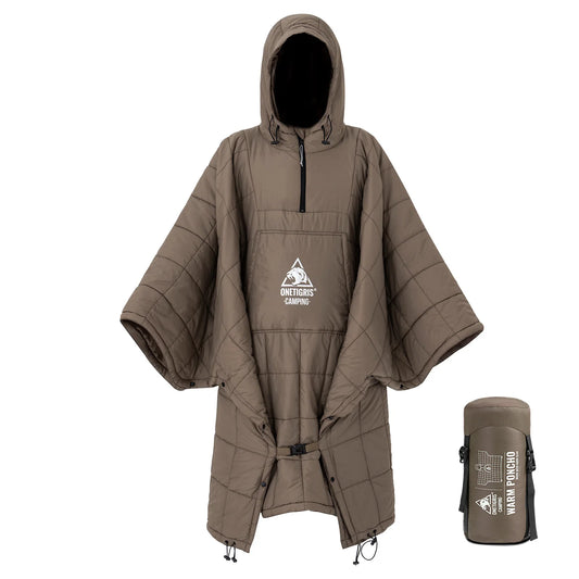 OneTigris Hooded Tactical Poncho Camping Blanket Wearable Sleeping Bag for Camping Hunt Ultralight Water-Resistant Warm Blanket
