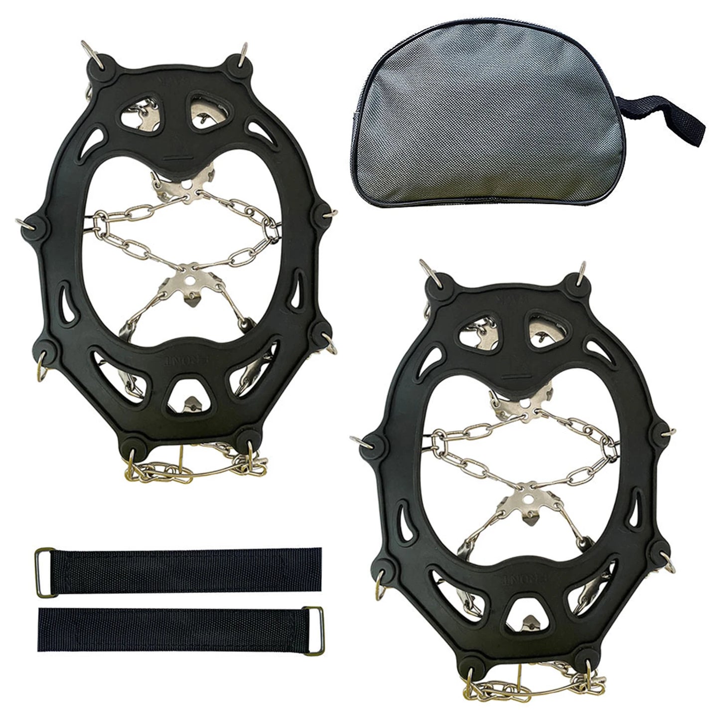 1/2Pair 19 Teeth Spikes Crampons Anti Slip Traction Ice Cleats Chain Claws Grips for Hiking Climbing Fishing Walking Shoes Boots