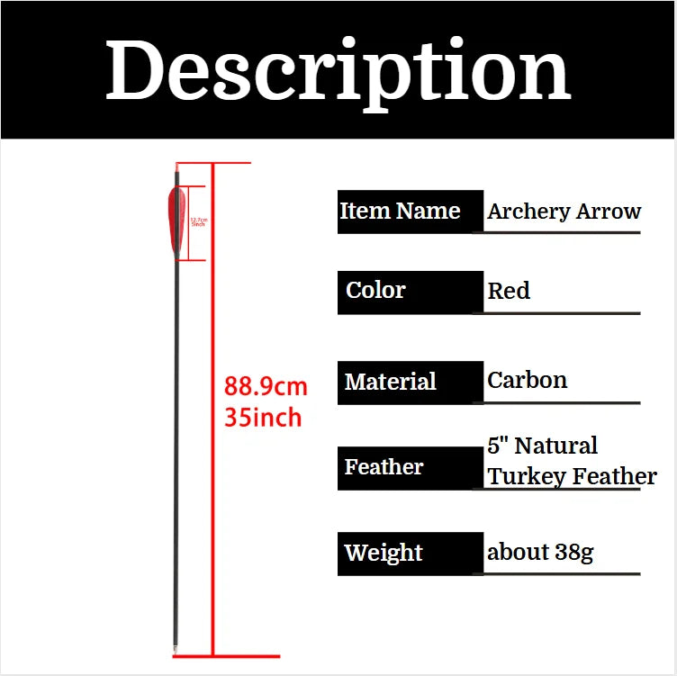 12pc Mixed Carbon Arrows Archery SP500 Carbon Arrow 5 Inch Feather Traditional Bow Recurve Longbow Shooting Hunting Arrow