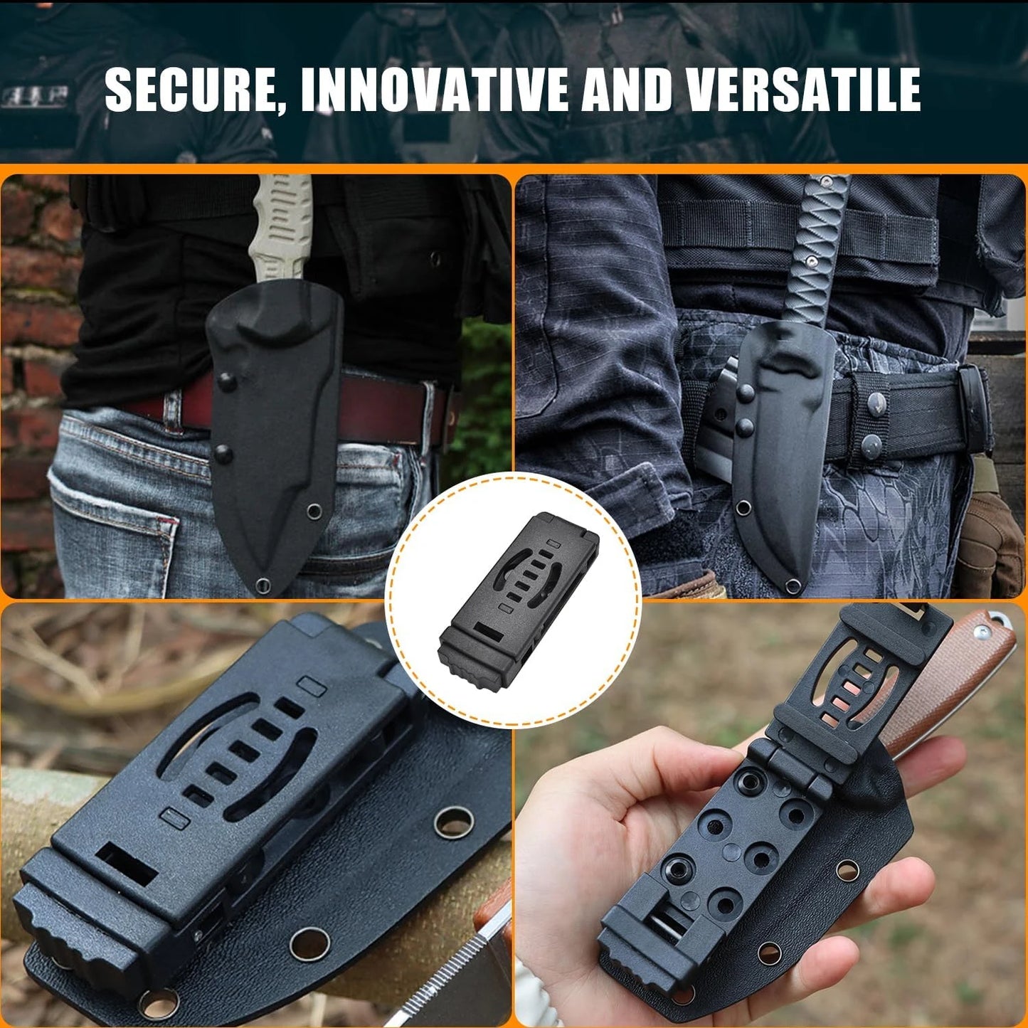 Tactical Knife Clip Holster - Universal Belt Sheath Compatible with EDC, Outdoor Camping & Utility Tools