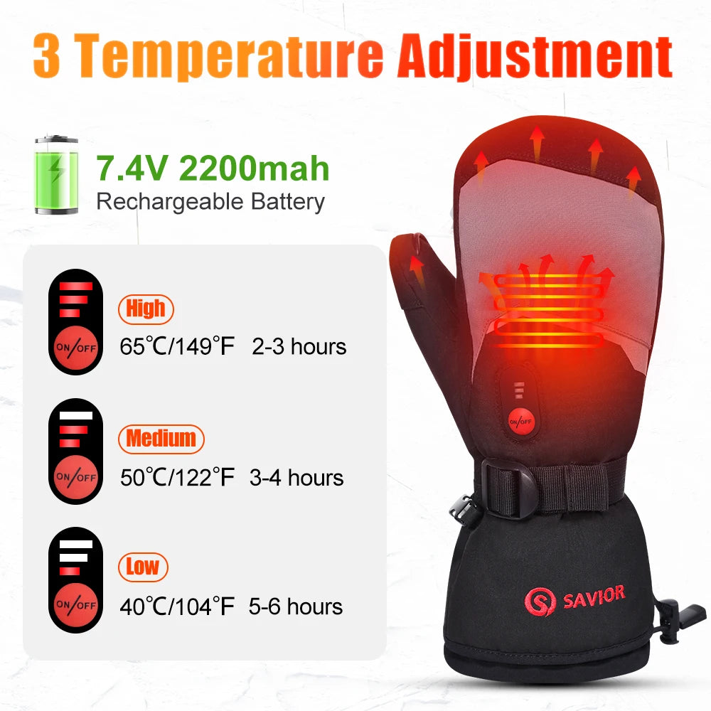 Motorcycle Heated Gloves Battery Powered Electric Heated Gloves Touch Screen Waterproof Thermal Heating Gloves for Outdoor Sport
