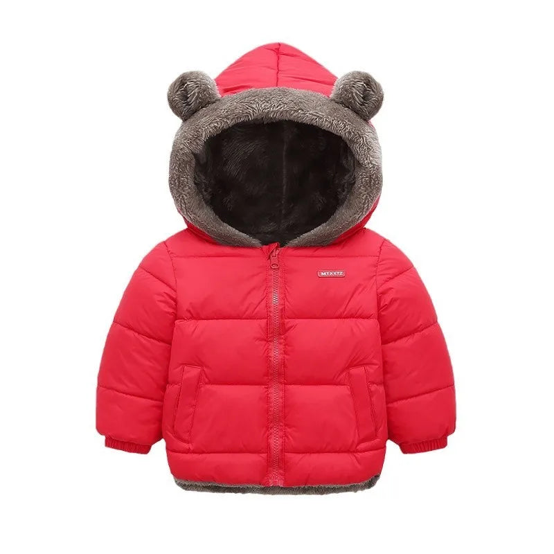 Winter Kids Thick Jacket Boys Girls Cotton-Padded Cashmere Hooded Coat Chilren Fleece Warm Outerwear Clothing for 2 3 4 5 6Years