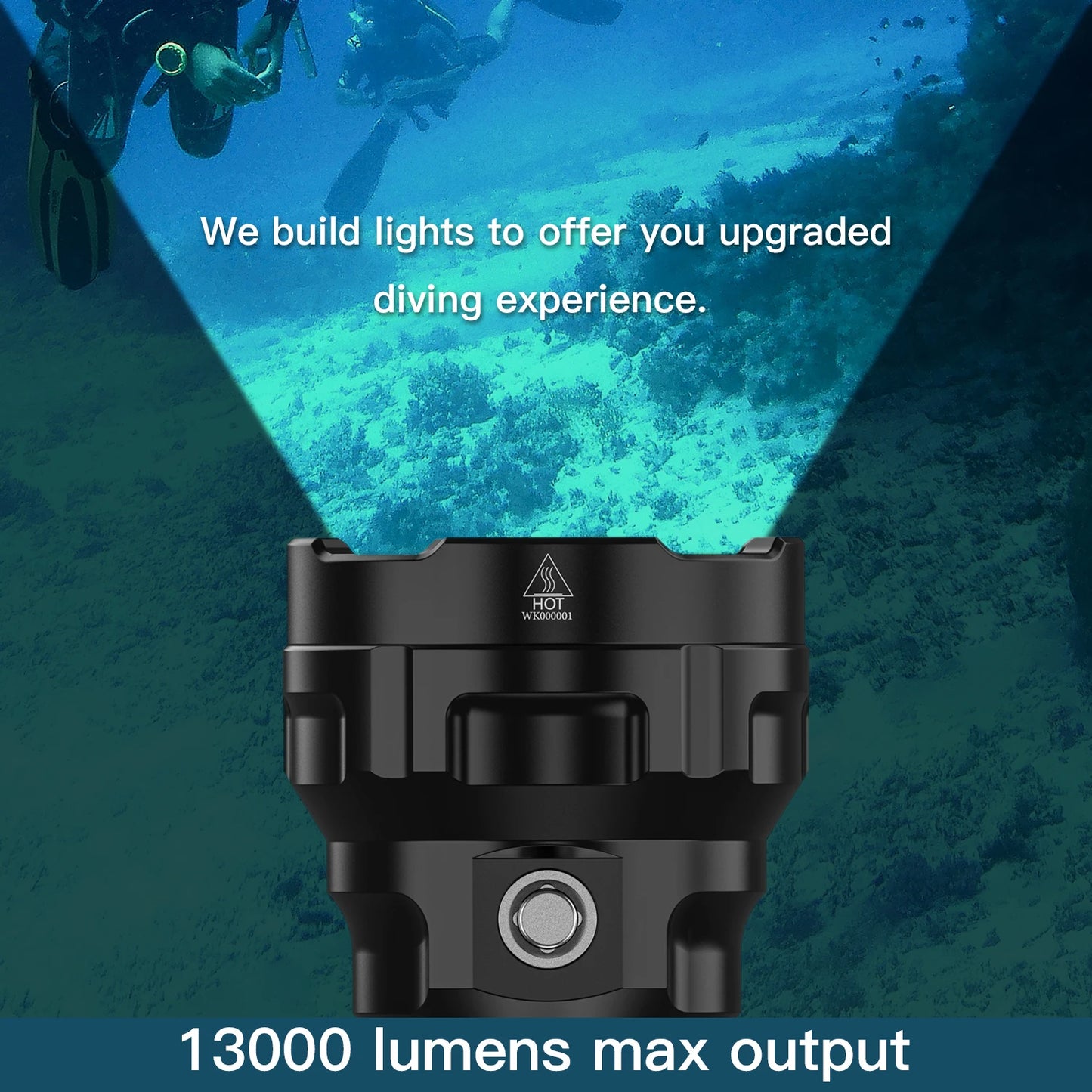 Wurkkos DL70 Scuba Flashlight 13000LM High Power Searchlight IPX8 Waterproof 4*XHP50B LED Lamp 2*26650 Underwater Lantern