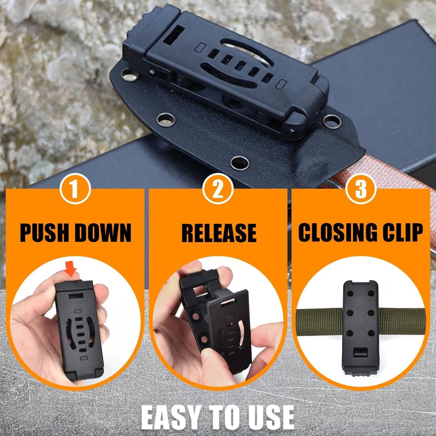 Tactical Knife Clip Holster - Universal Belt Sheath Compatible with EDC, Outdoor Camping & Utility Tools