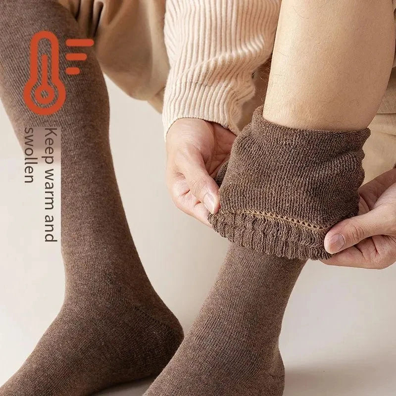 Winter Men's Knee Long Socks Wool Keep Warm Longer Stocking Compression Winter Terry Socks Cotton Thicken Cover Calf Sokken Gift