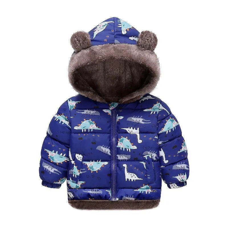 Winter Kids Thick Jacket Boys Girls Cotton-Padded Cashmere Hooded Coat Chilren Fleece Warm Outerwear Clothing for 2 3 4 5 6Years