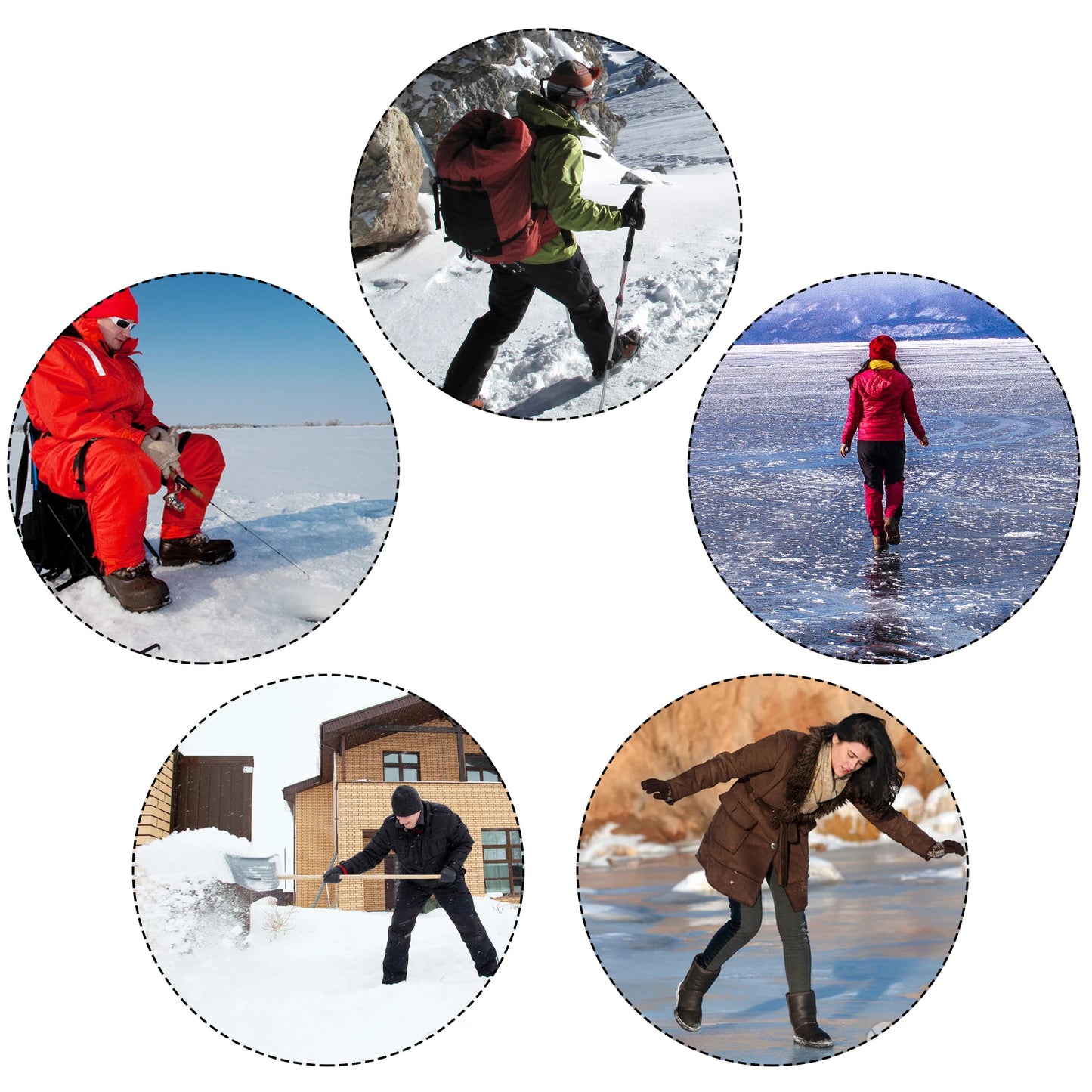 1/2Pair 19 Teeth Spikes Crampons Anti Slip Traction Ice Cleats Chain Claws Grips for Hiking Climbing Fishing Walking Shoes Boots