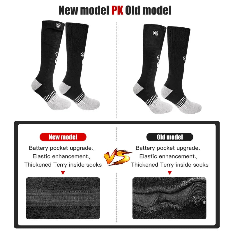 SNOW DEER-Rechargeable Electric Heated Socks for Men and Women, Snowboarding Stocking, Cycling Socks, Three Settings, Winter