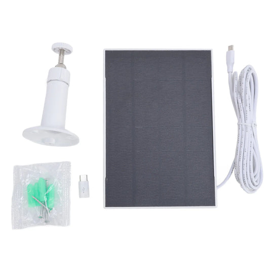 8W IP66 Waterproof Solar Panel for Bird Feeder Camera Doorbell 360° Adjustable Mount USB-C Outdoor Rechargeable Battery Cameras