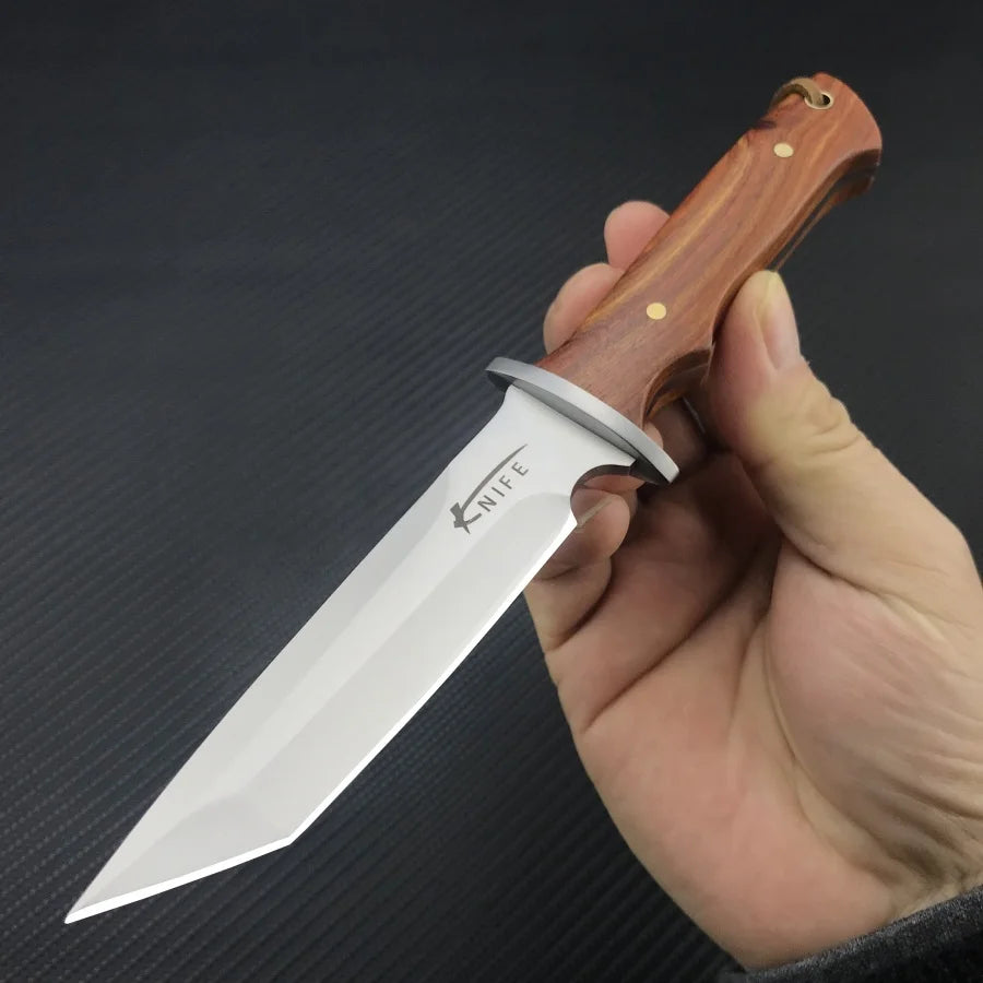 High-hardness Straight Knife Treated with Durable 7CR13MOV Steel Essential Tool Outdoor Camping Hiking Adventure Survival Knife