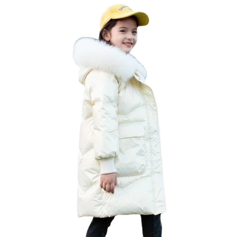 Winter Jacket for Girls Coat Teen Kids Parka Snowsuit Fashion Bright Waterproof Outerwear Children's Clothing 6 8 10 12 14 Years
