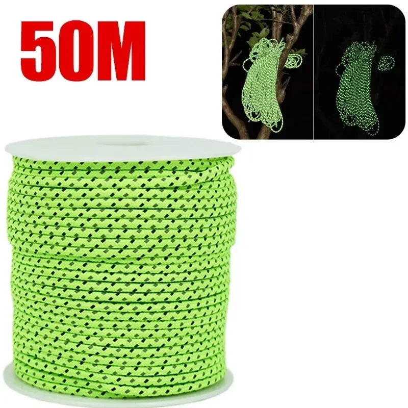 50M Reflective Paracord 2.5mm Parachute Cord Outdoor Camping survival Rope Durable Umbrella Tent Lanyard Strap Clothesline Rope
