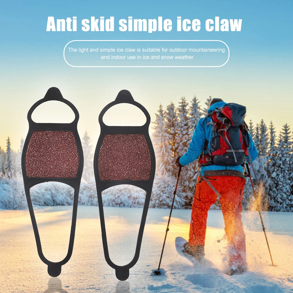1-10Pair Coarse Sand Crampons Non-Slip Double-Sided Ice Cleats Traction Grip for Shoe Boots Hiking Ice Fishing Mountain Climbing