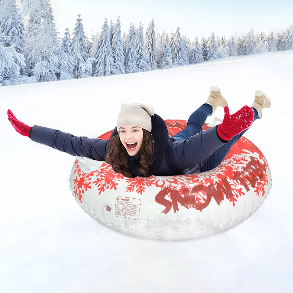 1 Piece Adult Inflatable Snow Tube, Thickened Heavy-Duty Sled with Handles, Winter Outdoor Sports Equipment for Family Activities