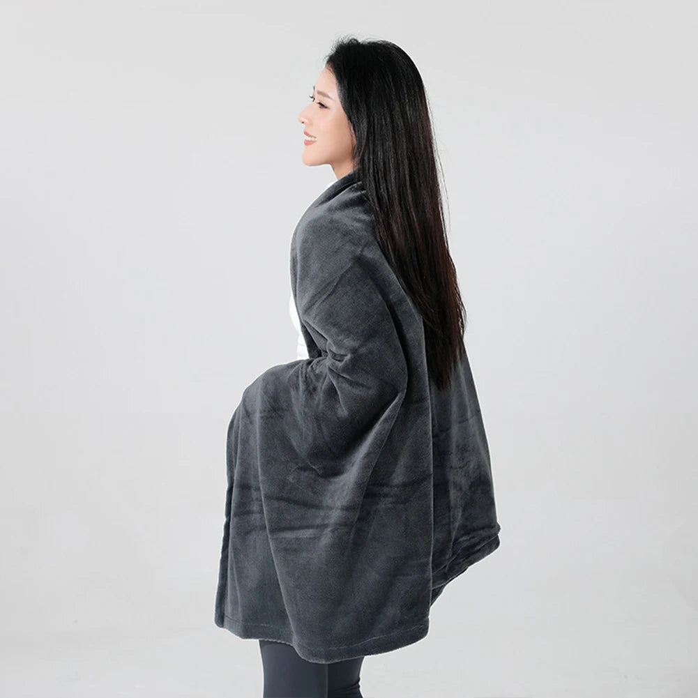 USB Flannel Heated Blanket 3 Temperature Adjustment Electric Heating Blanket Wireless Heated Blanket for Outdoor Camping