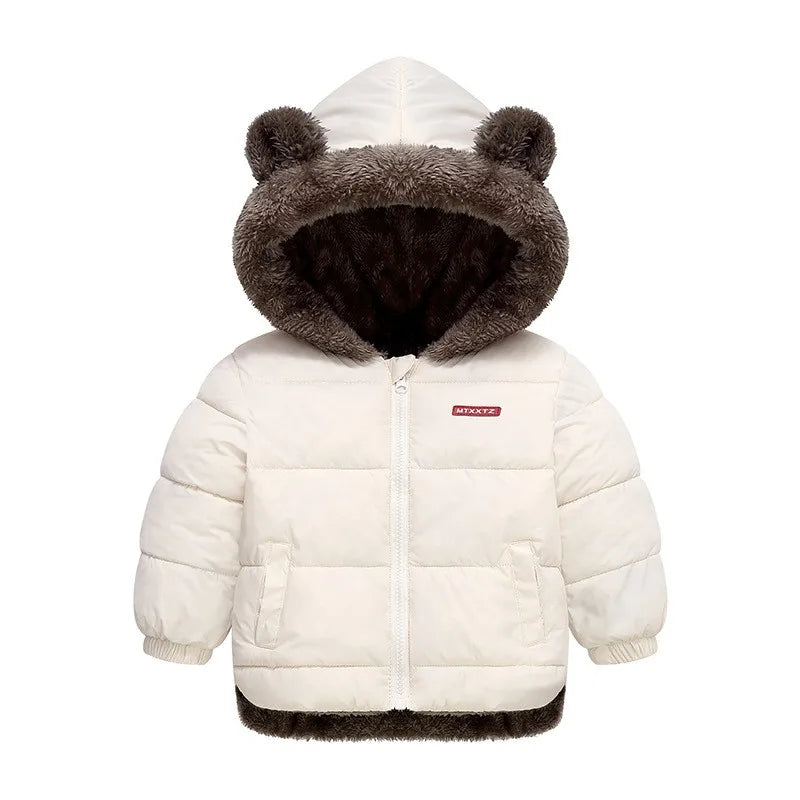 Winter Kids Thick Jacket Boys Girls Cotton-Padded Cashmere Hooded Coat Chilren Fleece Warm Outerwear Clothing for 2 3 4 5 6Years