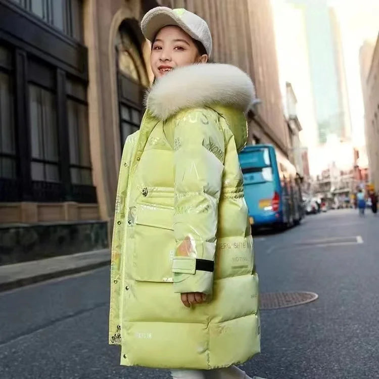 Winter Jacket for Girls Coat Teen Kids Parka Snowsuit Fashion Bright Waterproof Outerwear Children's Clothing 6 8 10 12 14 Years