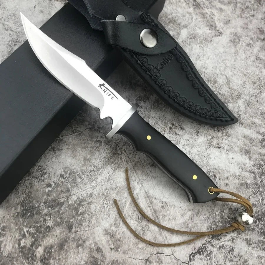 High-hardness Straight Knife Treated with Durable 7CR13MOV Steel Essential Tool Outdoor Camping Hiking Adventure Survival Knife