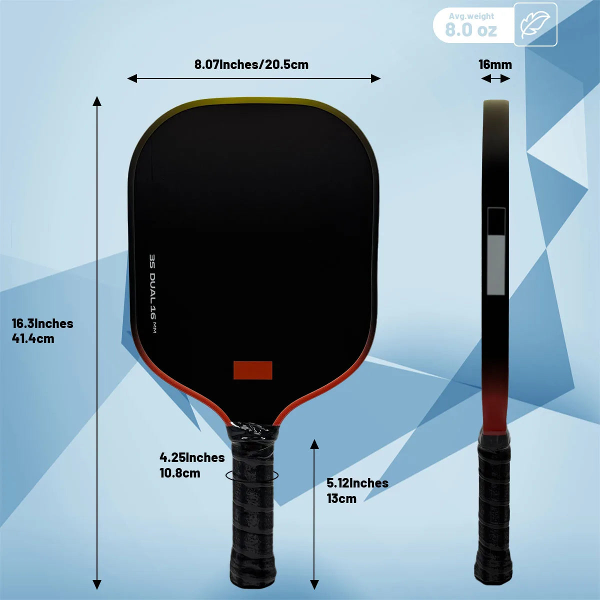 Sco-3S Dual Pickleball Paddle-Wide-Body Design for Control&Defense, Orange/Yellow Gradient Edge,Pro Certified