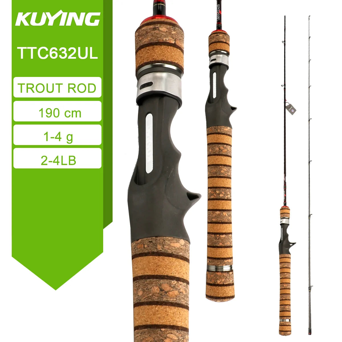 KUYING TETON L UL SUL 5'2" 6' 6'3" 6'4"6'2" 6'6" Fishing Rod Lure Cane Spinning Casting FUJI Carbon 1-4g 0.8-3g 2-10g M-Fast bfs