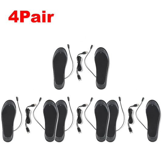 1-4Pair Cuttable Heated Insoles Adjustable Temperature Foot Warm Pad USB Rechargeable for Winter Skiing Hiking Camping Outdoor ﻿