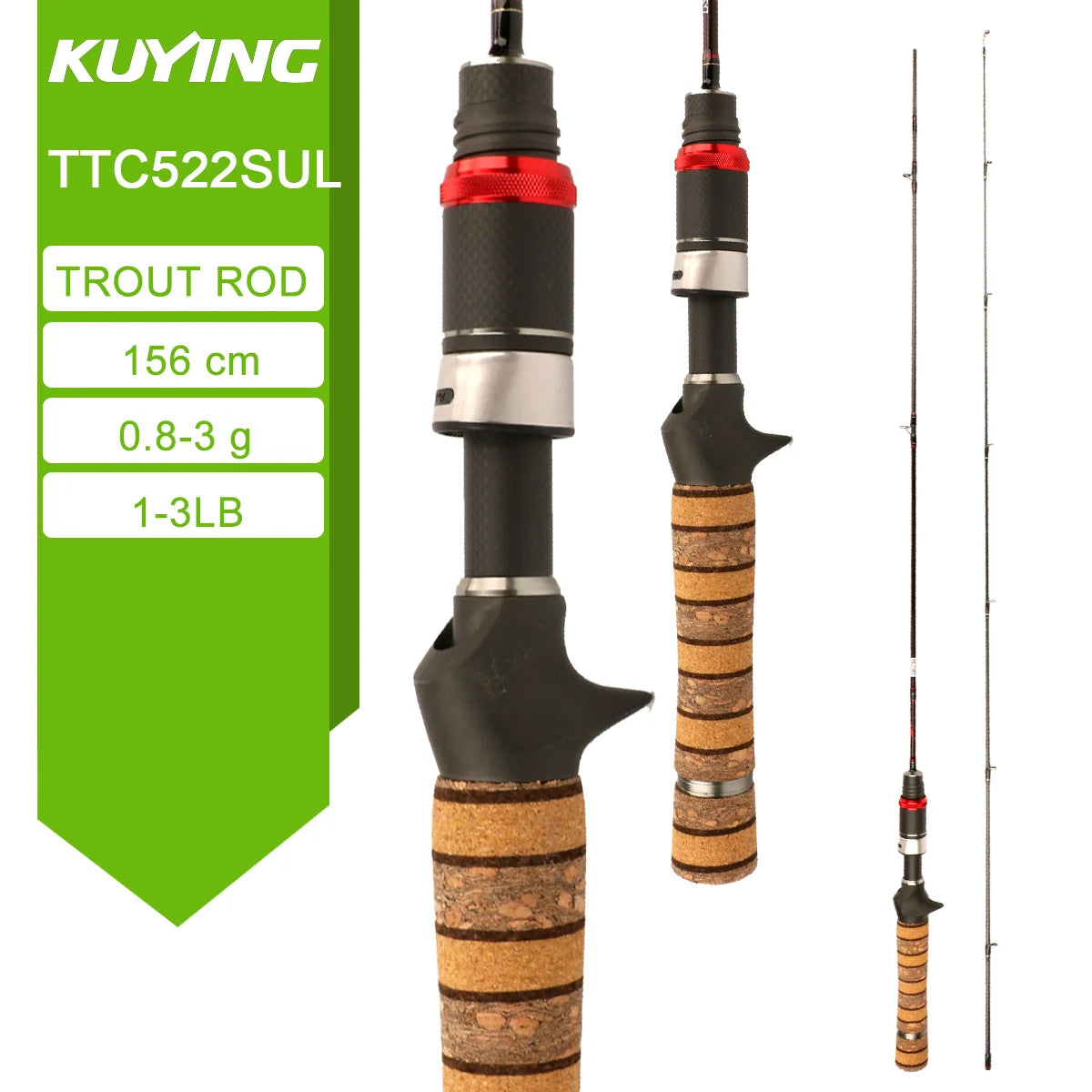 KUYING TETON L UL SUL 5'2" 6' 6'3" 6'4"6'2" 6'6" Fishing Rod Lure Cane Spinning Casting FUJI Carbon 1-4g 0.8-3g 2-10g M-Fast bfs