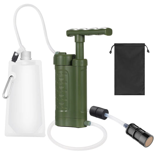 Water Filtration System Water Purifier Pump with 0.01 Micron Water Filter Outdoor Emergency Survival Gear for Camping Hiking